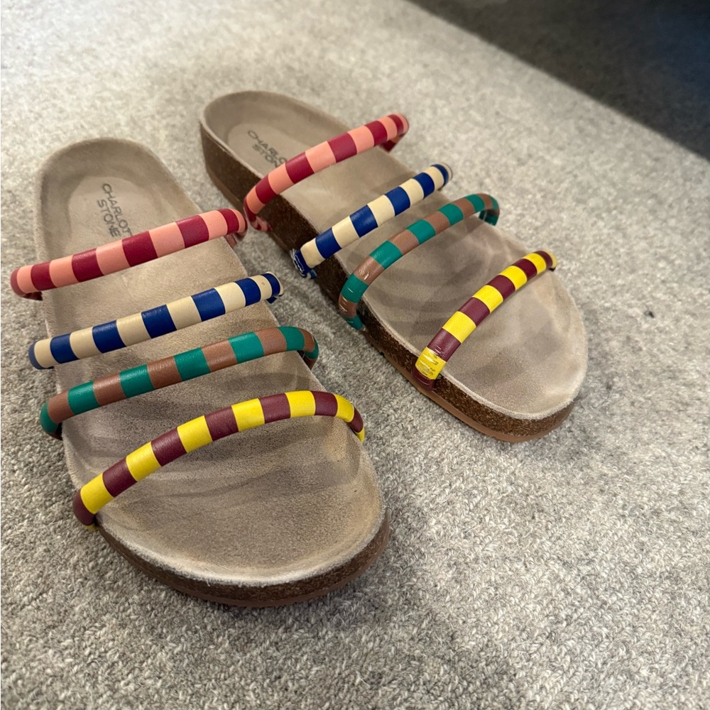 Charlotte Stone Multicolor Striped Sandals